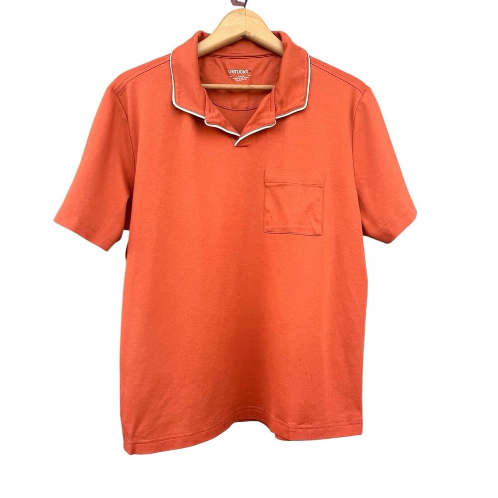 UNTUCKit  Altavia Johnny Collar Polo Shirt Orange Men’s Size Large 100% Cotton